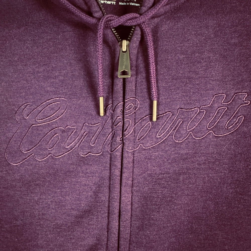 Carhartt Zip Up Hoodie Women L (12-14) Purple Embroidered Logo Jacket - Picture 8 of 8